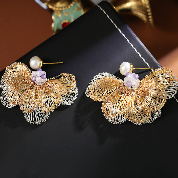 Handwoven Butterfly Statement Earrings