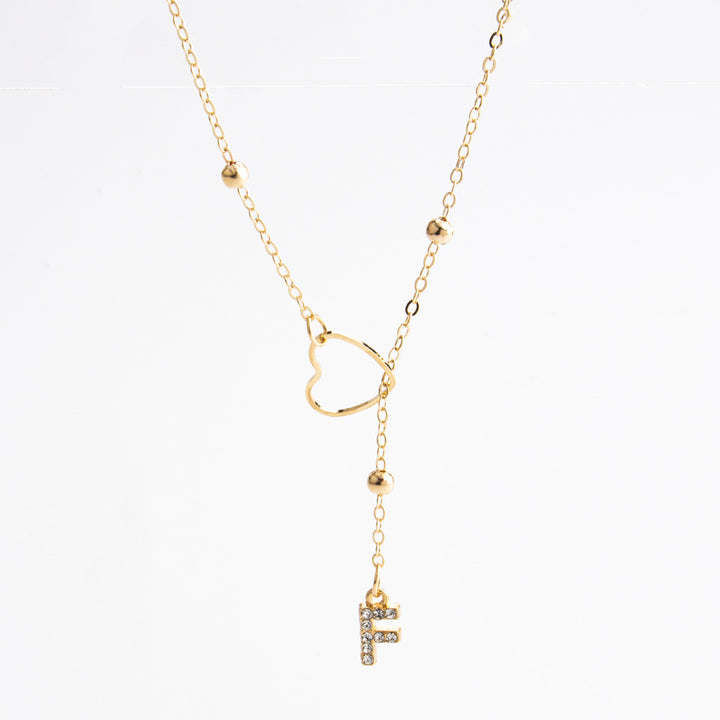 Heart Initial Zircon Lariat Necklace for Women