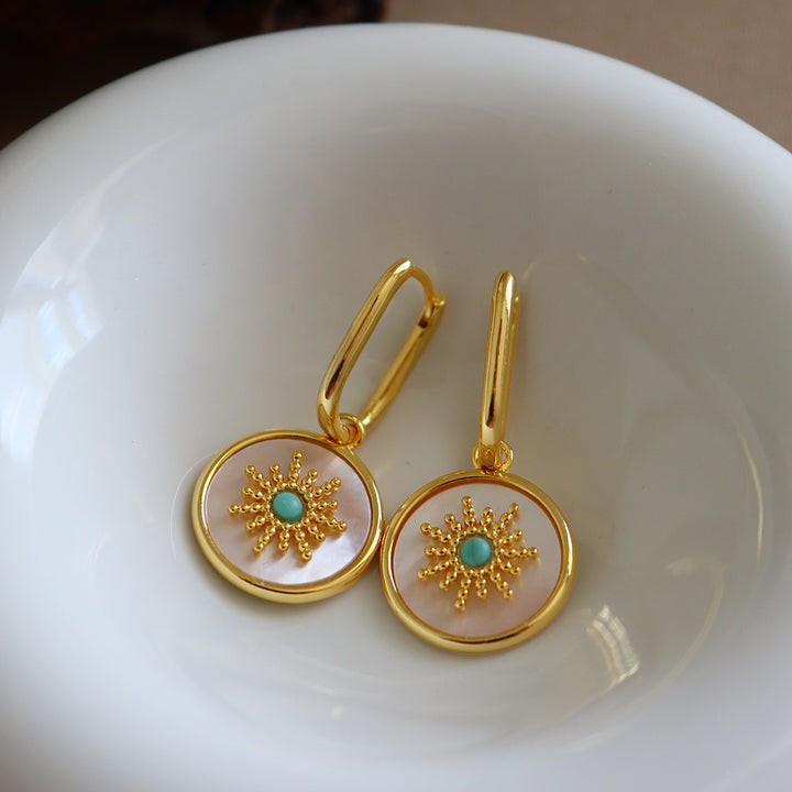 Sunburst Mother of Pearl Drop Earrings