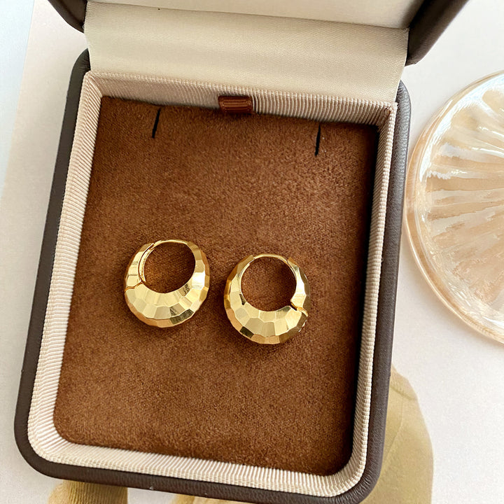 Faceted Geometric Huggie Hoop Earrings