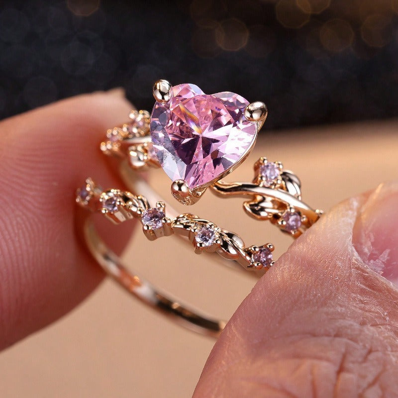 Heart Zircon Stackable Ring Set for Couples