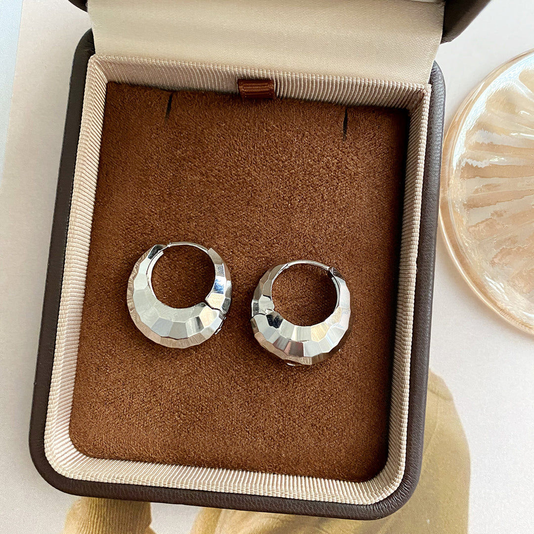 Faceted Geometric Huggie Hoop Earrings