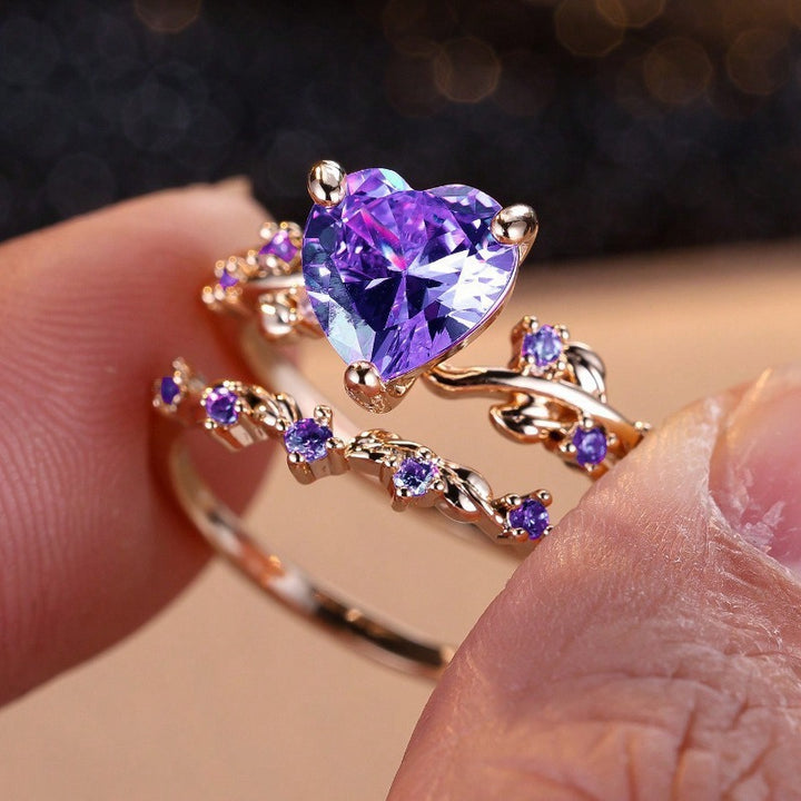 Heart Zircon Stackable Ring Set for Couples