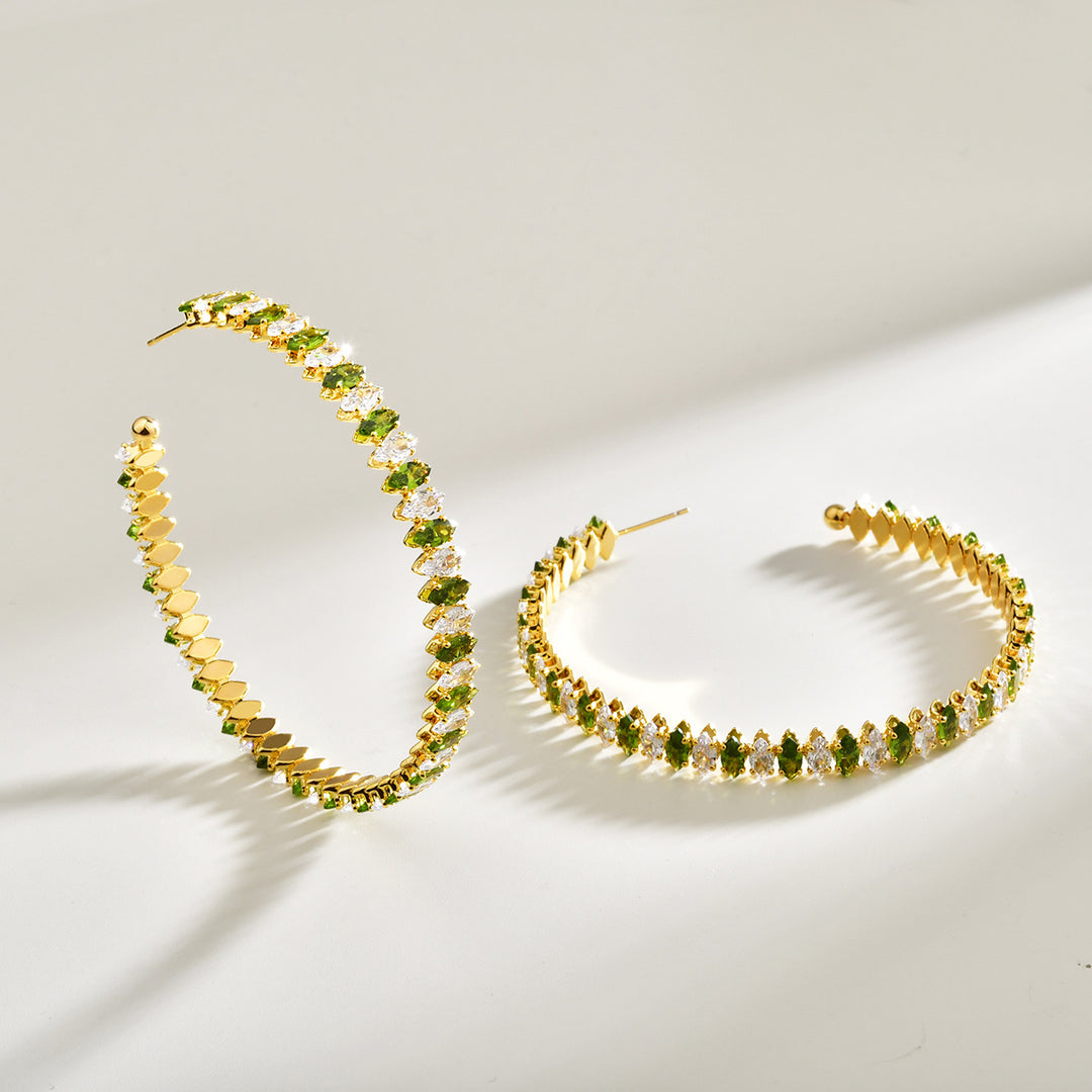 Marquise Crystal Statement Hoop Earrings