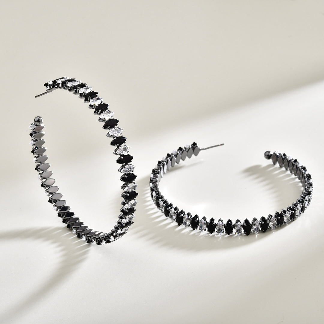 Marquise Crystal Statement Hoop Earrings