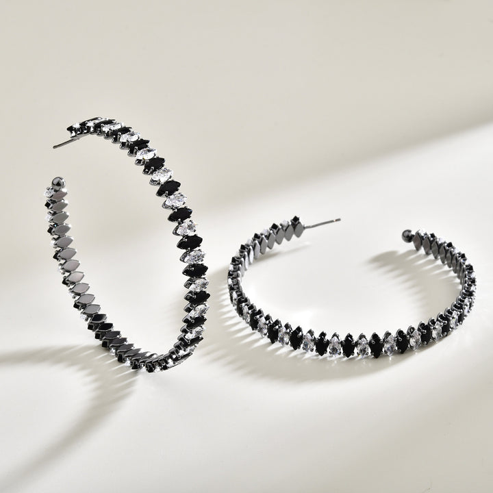 Marquise Crystal Statement Hoop Earrings