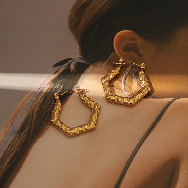 Hammered Geometric Hoop Earrings
