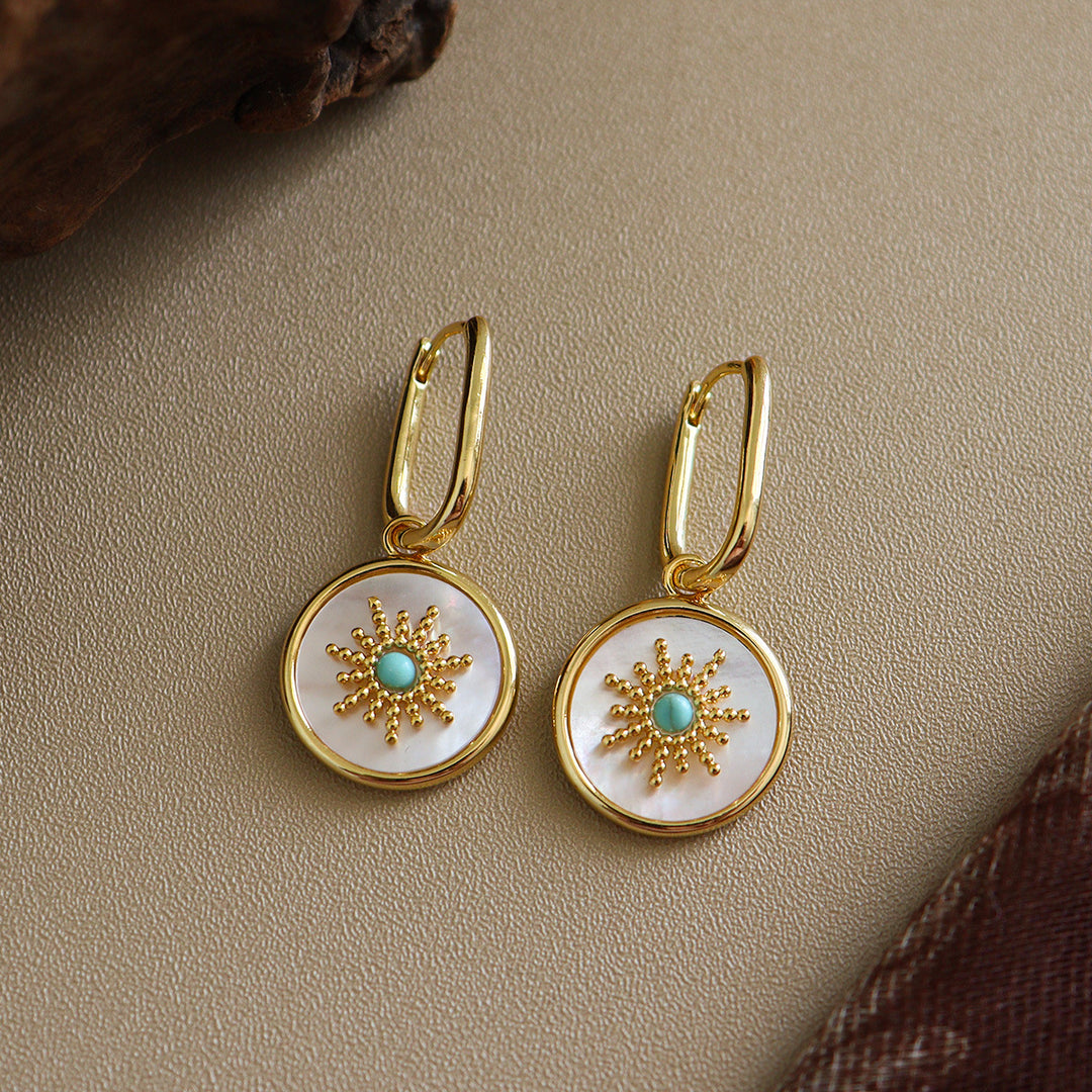 Sunburst Mother of Pearl Drop Earrings