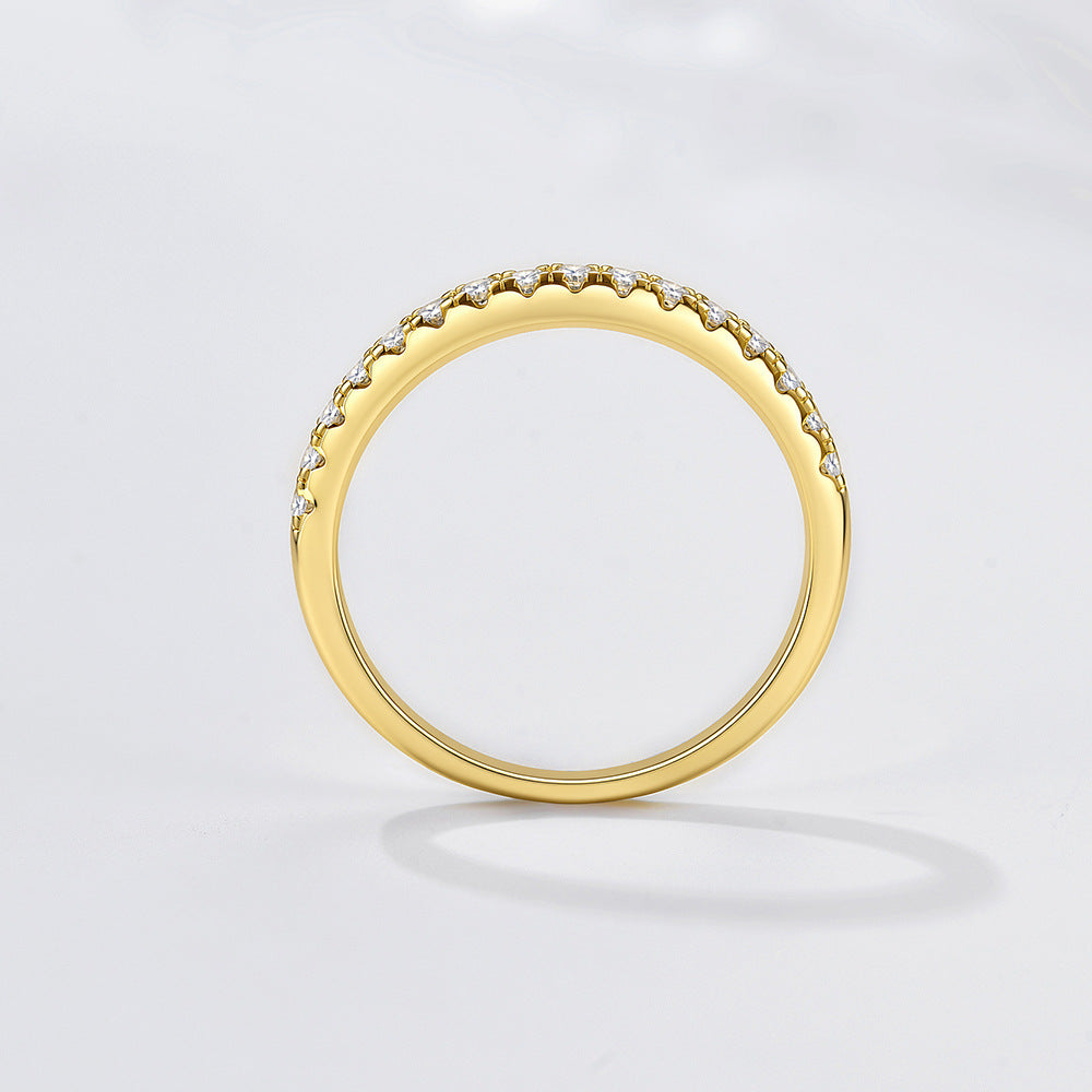 Women Half Band Cubic Zirconia Ring