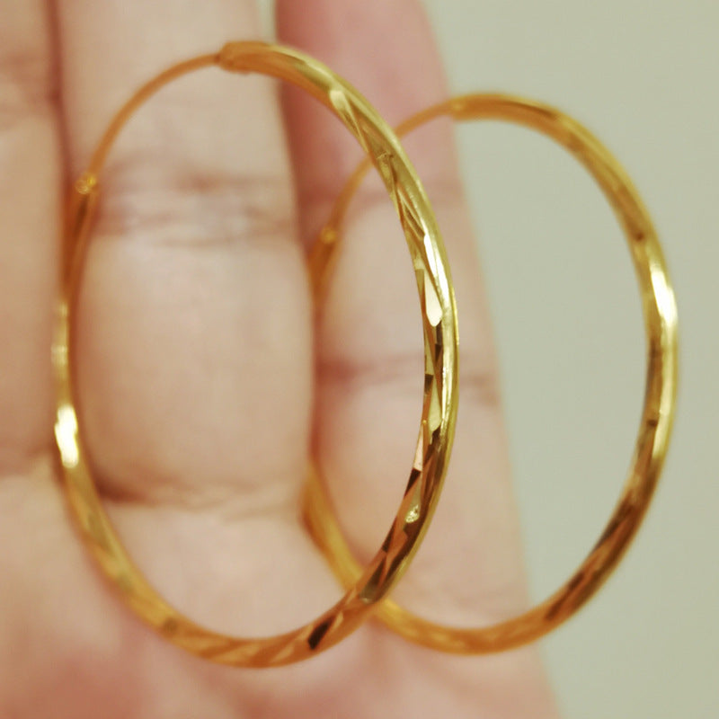 Textured Large Gold Hoop Earrings 1.4 Inch For Daily Outfits And Events