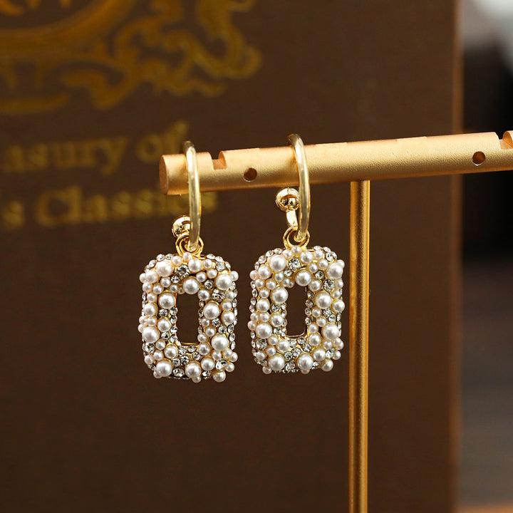 Pearl Square Drop Earrings