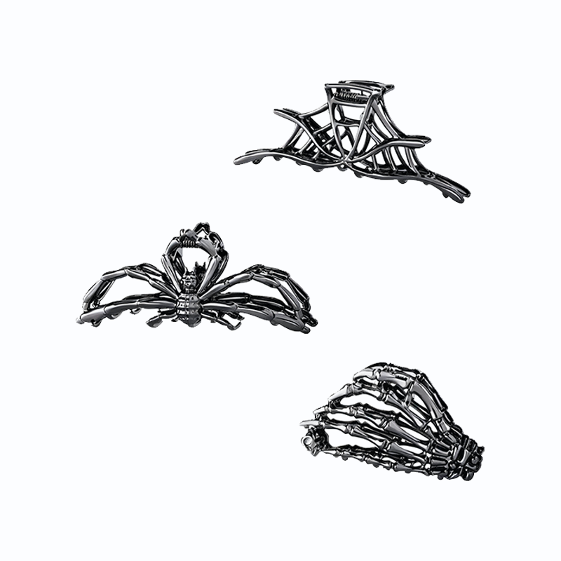 Halloween Spider Skeleton Hand Hair Claw Set