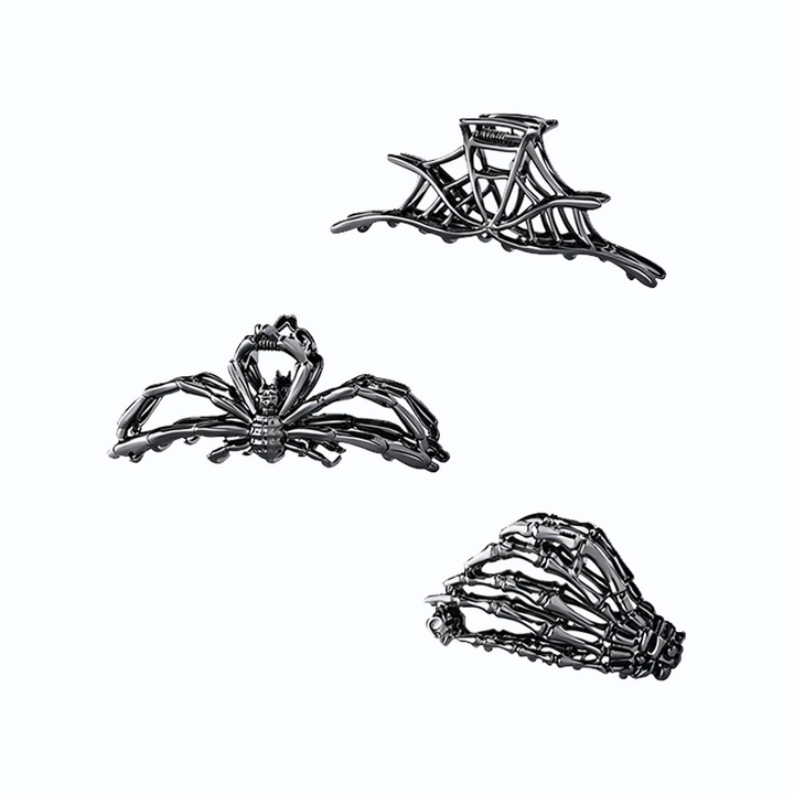 Halloween Spider Skeleton Hand Hair Claw Set