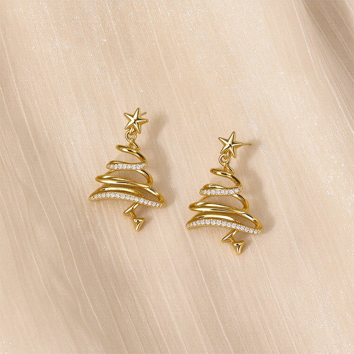 Christmas Tree Spiral Drop Earrings
