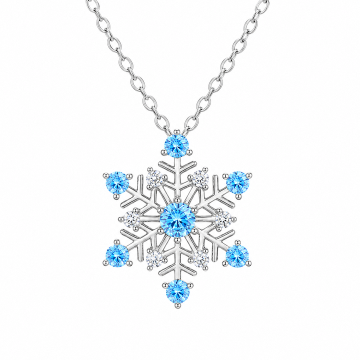 Blue Snowflake Winter Necklace