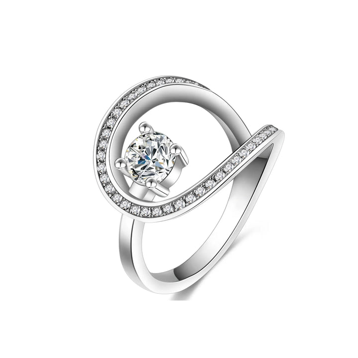 Twisted Halo CZ Ring