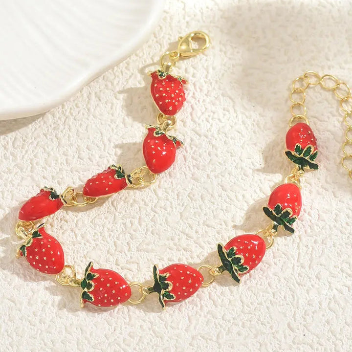 Mix Fruit Bug Enamel Adjustable Charm Bracelet