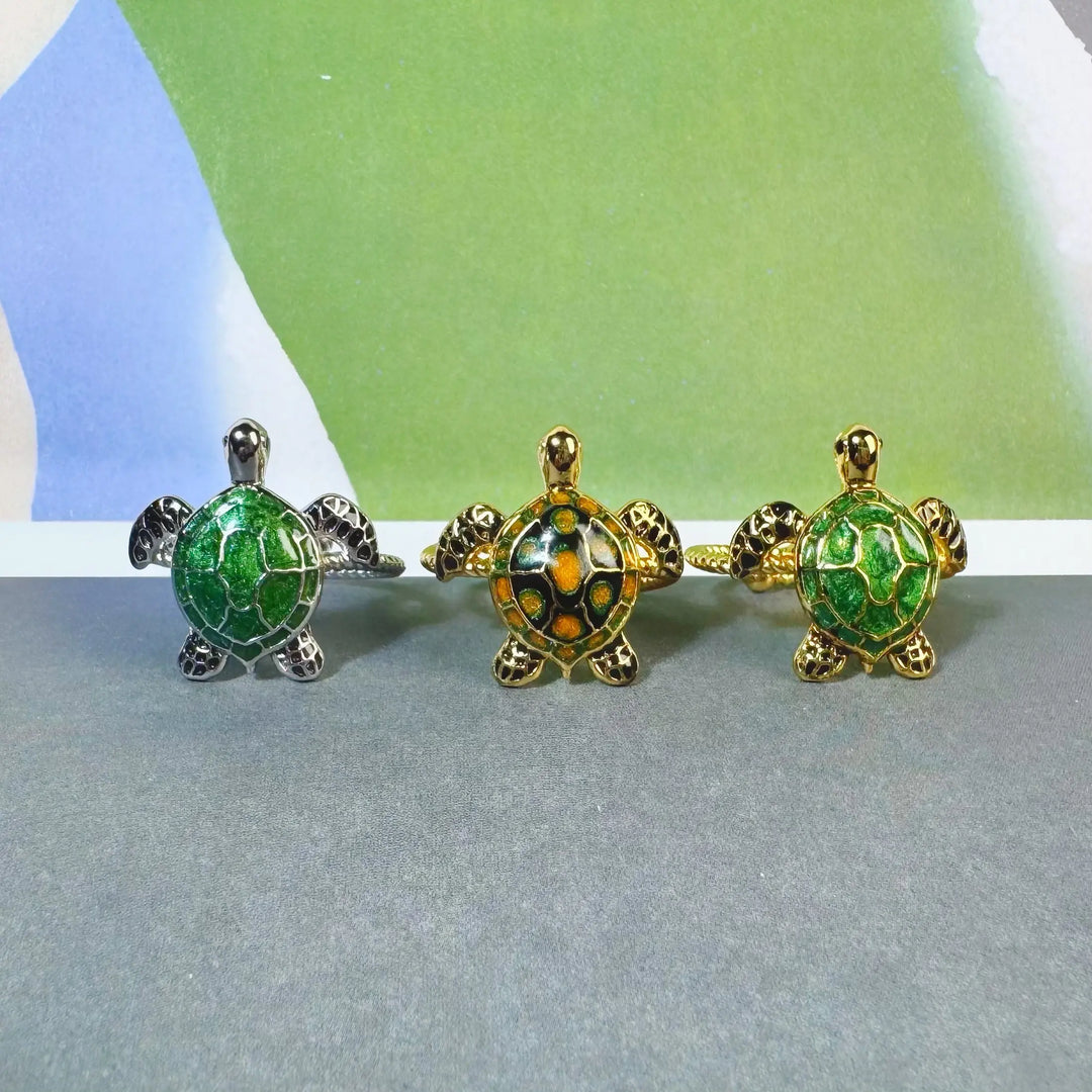 Enamel Turtle Adjustable Ring Beach Daily Wear