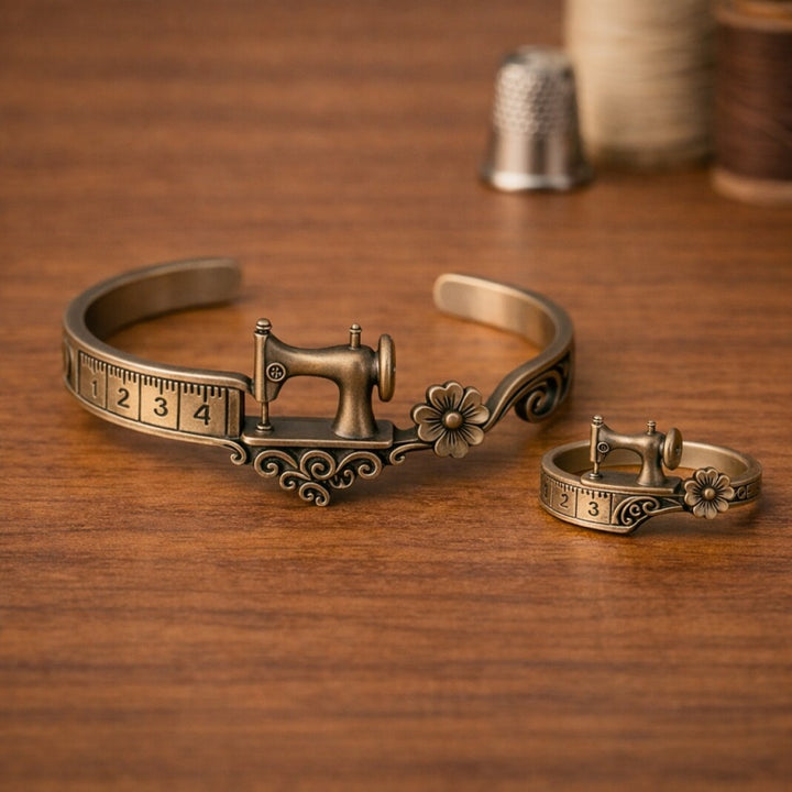 Sewing Machine Bracelet &amp; Ring Set
