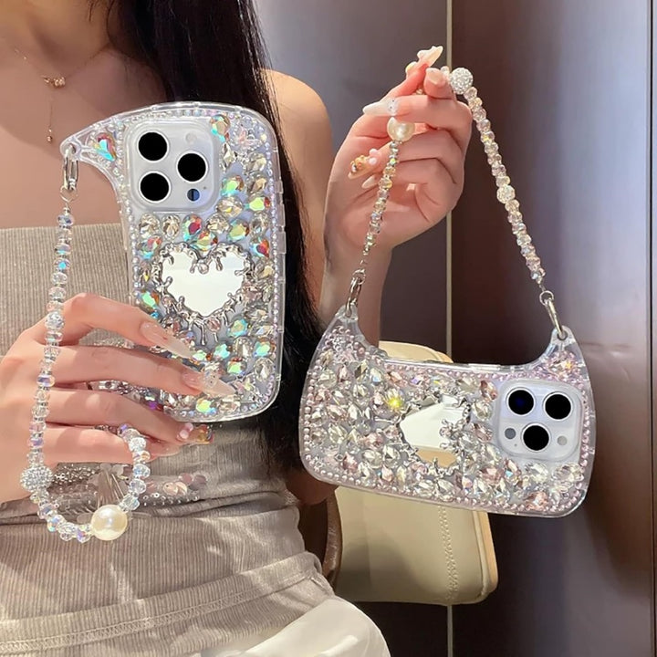 Crystal Mirror Phone Case Mini Bag Strap