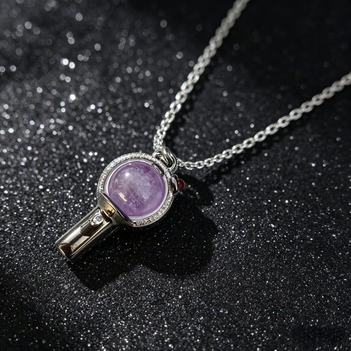 Purple Glass Bead Pendant Necklace