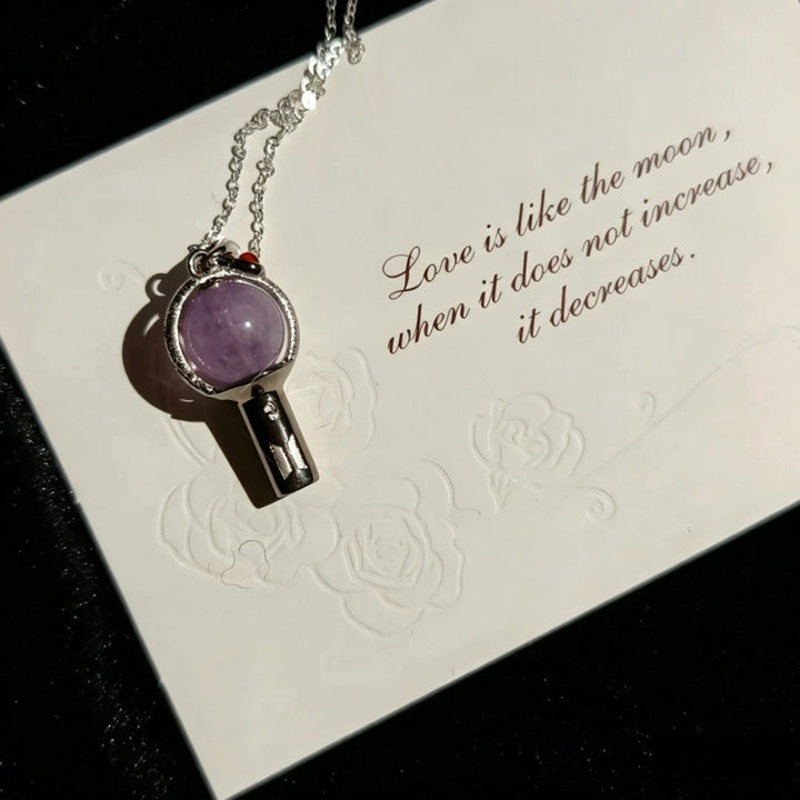 Purple Glass Bead Pendant Necklace