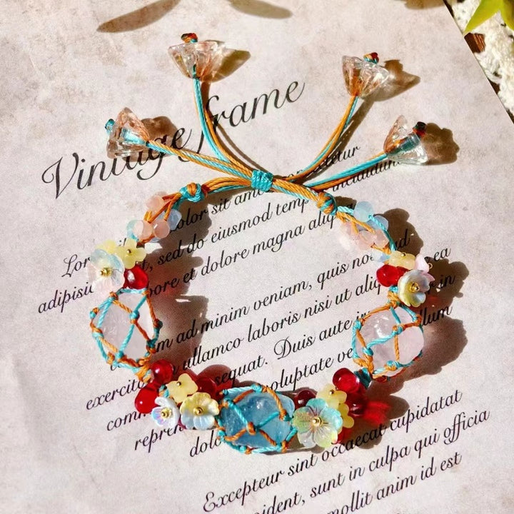 Handwoven Floral Crystal Bracelet