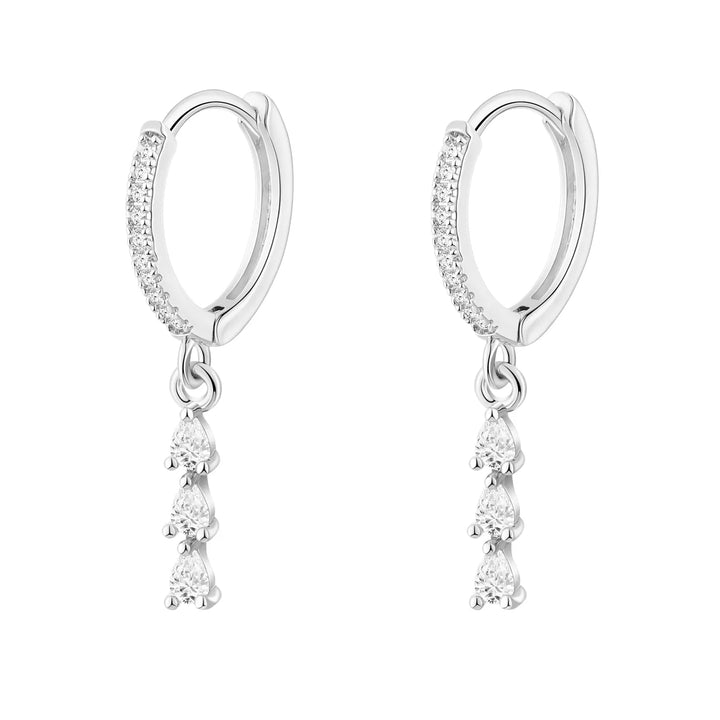 Teardrop CZ Huggie Drop Earrings