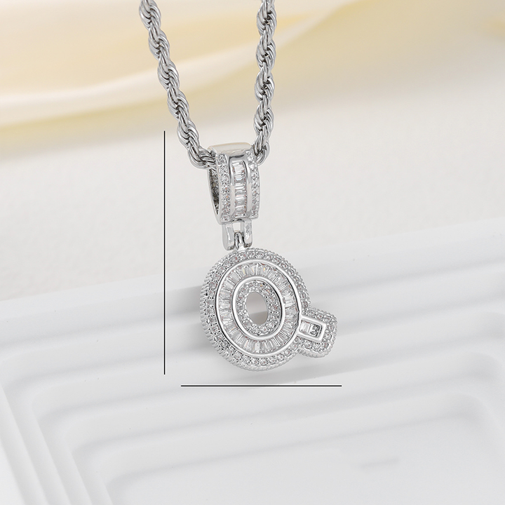 Zircon Letter Pendant Twisted Rope Necklace
