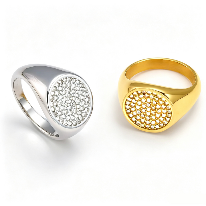 Paved Zircon Signet Stackable Daily Finger Ring