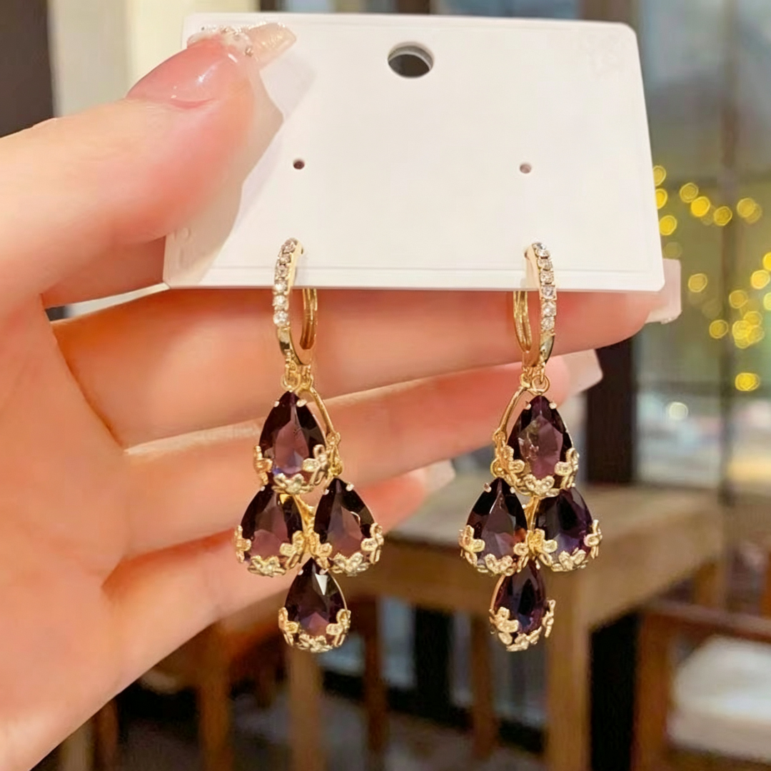 Teardrop Cluster Huggie Drop Earrings Formal Daily Wear Jewelry
