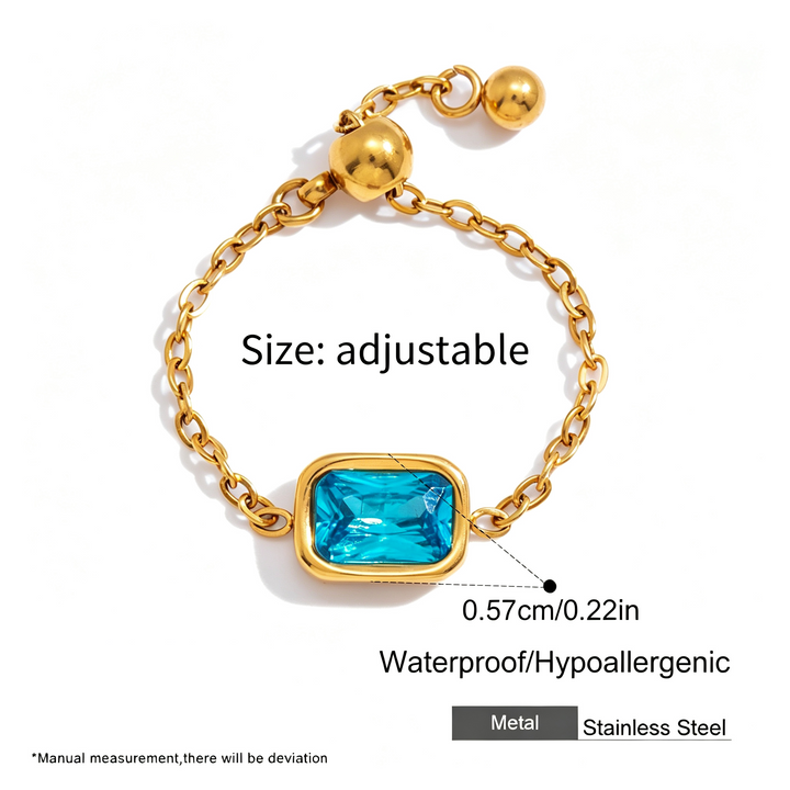 Adjustable Zircon Chain Stack Ring Daily Wear Jewelry