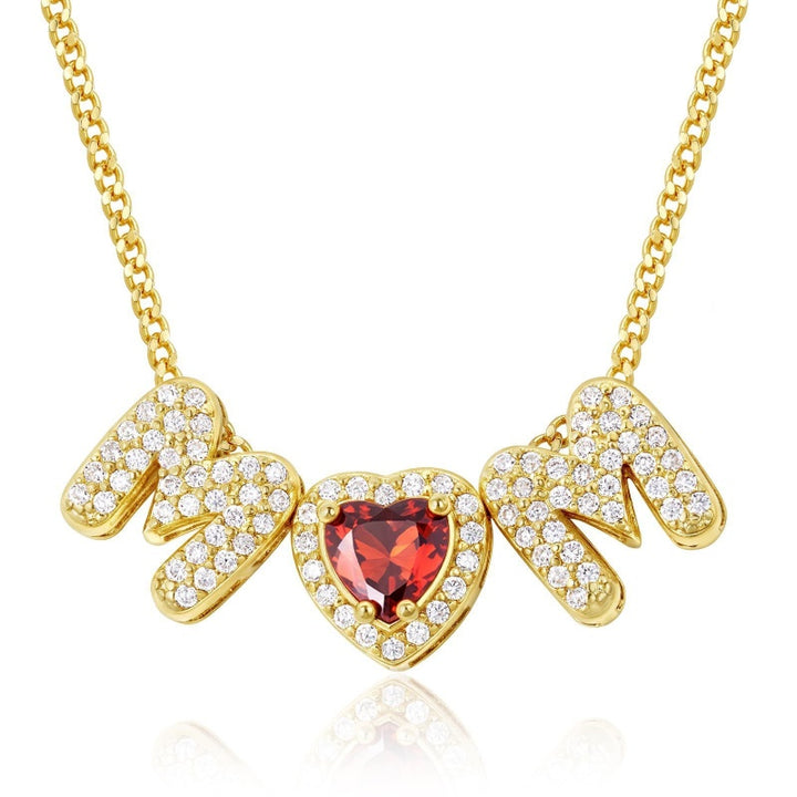 Birthstone MOM Heart Necklace