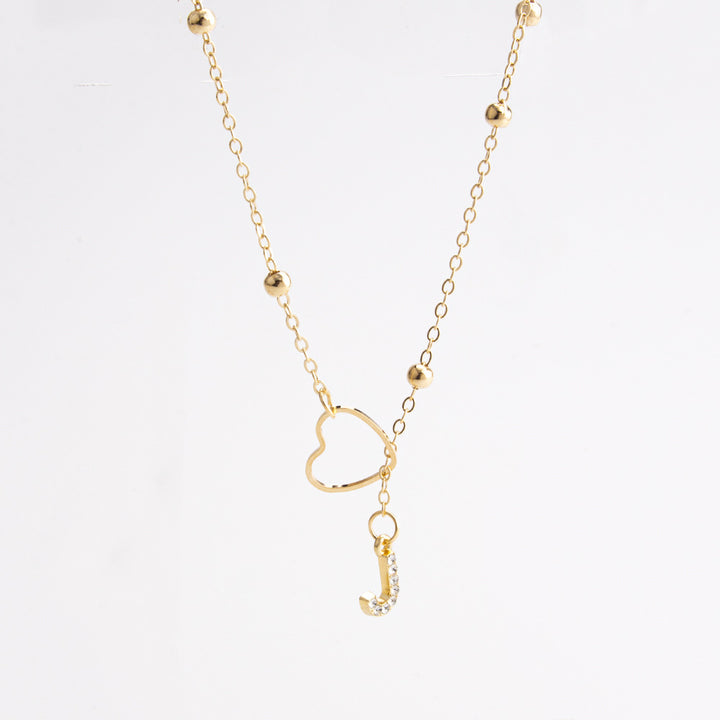 Heart Initial Zircon Lariat Necklace for Women