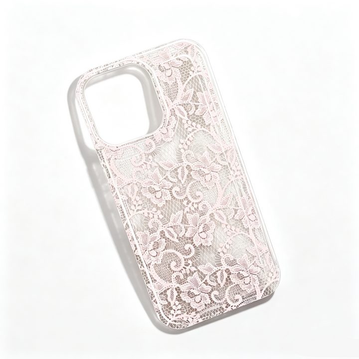 Floral lace print transparent iPhone case