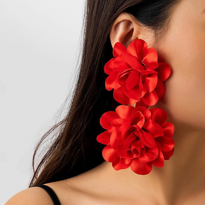 Oversized Flower Earrings Party Wear