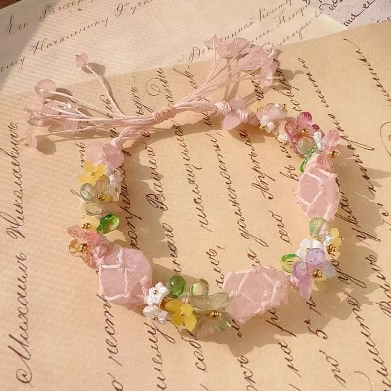 Handwoven Floral Crystal Bracelet