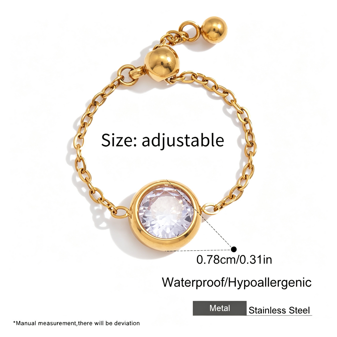 Adjustable Zircon Chain Stack Ring Daily Wear Jewelry