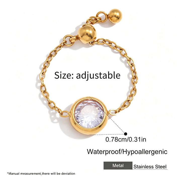 Adjustable Zircon Chain Stack Ring Daily Wear Jewelry
