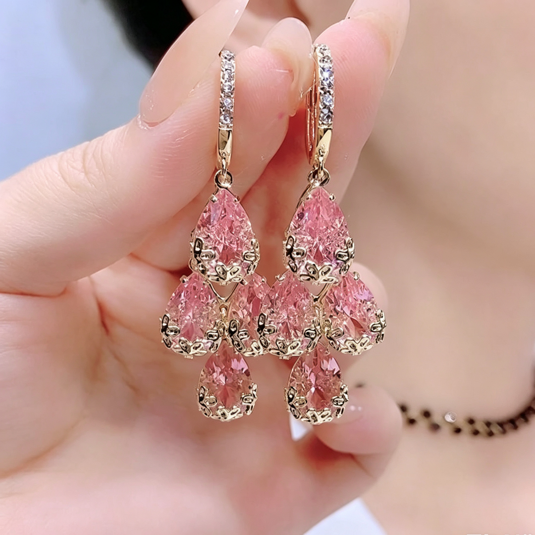 Teardrop Cluster Huggie Drop Earrings Formal Daily Wear Jewelry