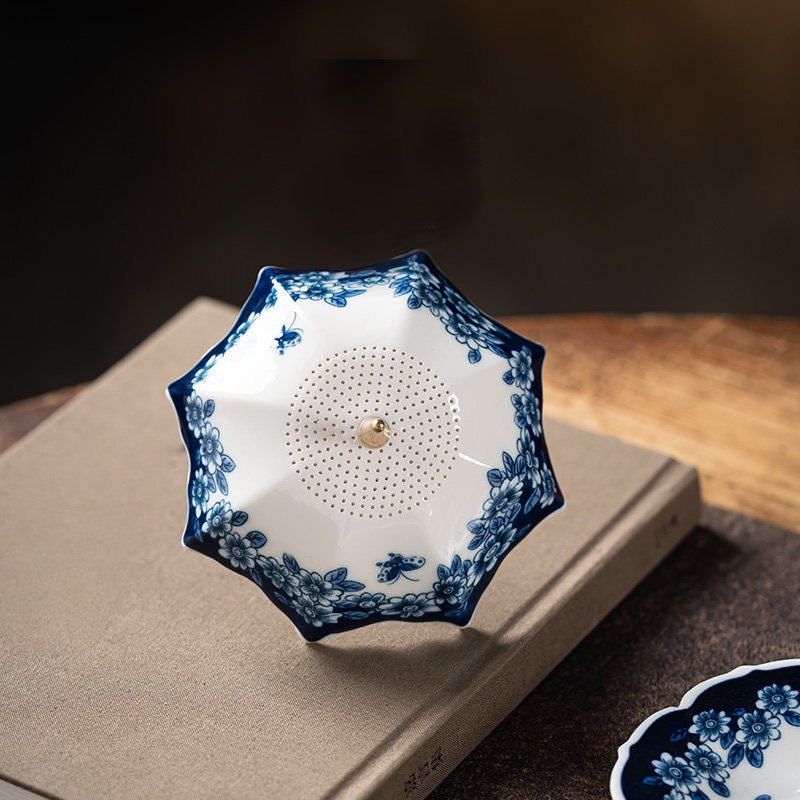 Blue and White Porcelain Umbrella Tea Strainer