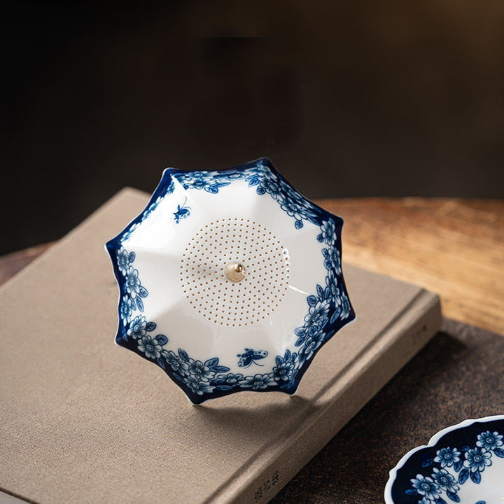 Blue and White Porcelain Umbrella Tea Strainer