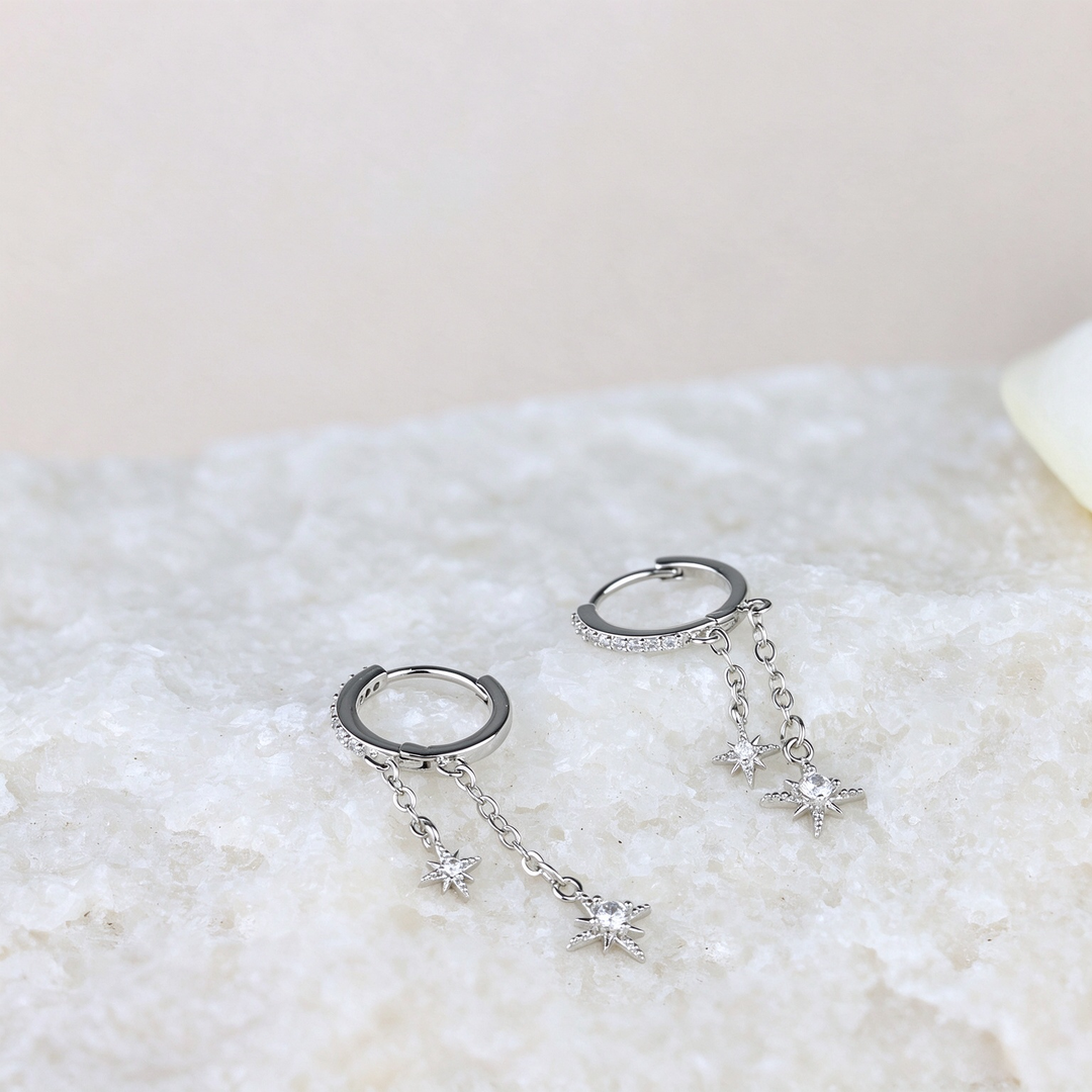Moon Star Dainty Earring Stack Set