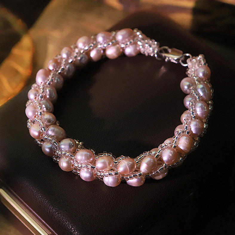 Twisted Freshwater Pearl Beaded Bracelet