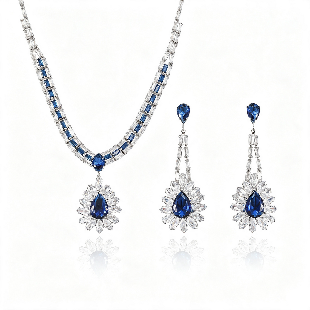 Crystal Drop Jewelry Set Statement Party Look