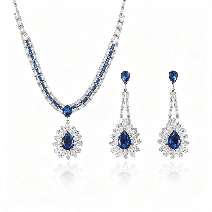 Crystal Drop Jewelry Set Statement Party Look