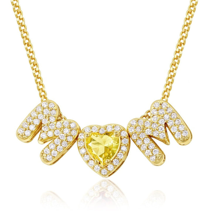 Birthstone MOM Heart Necklace