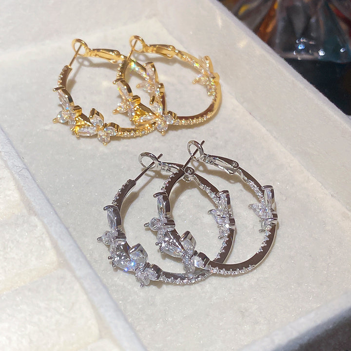 Sparkling Butterfly Hoop Earrings