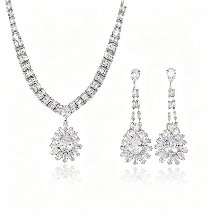Crystal Drop Jewelry Set Statement Party Look