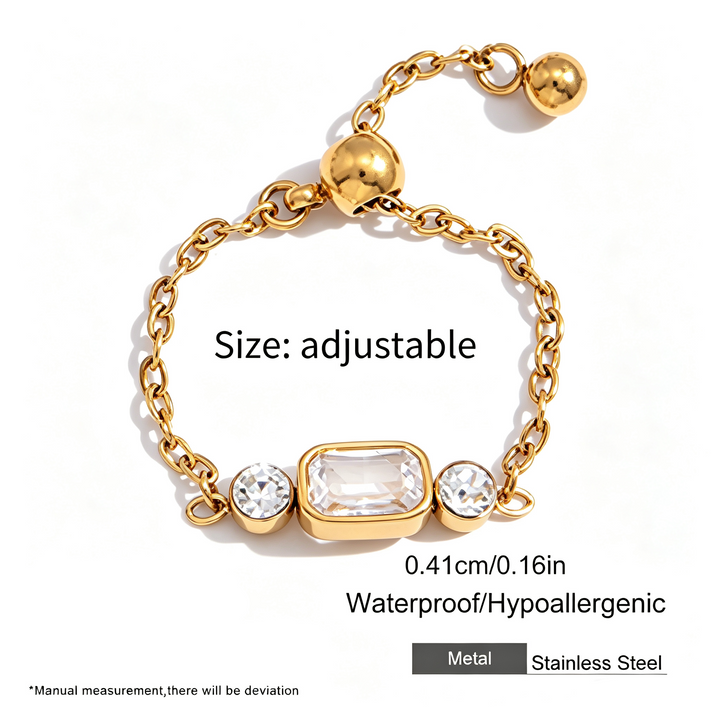 Adjustable Zircon Chain Stack Ring Daily Wear Jewelry